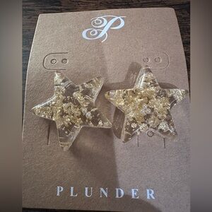 Plunder Gold Star Resin Earrings with Pearl Accents